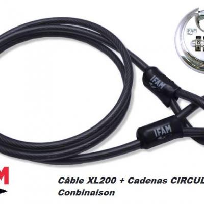 Antivol CABLE XL200 IFAM Longueur 2 mètres + Cadenas CIRCULAR Combi