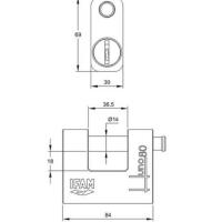 Dimension et schema du cadenas blinde haute securite ifam huno 01