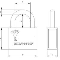 Dimensions Cadenas Haute Sécurité MUL-T-LOCK  CAD-C13 REG