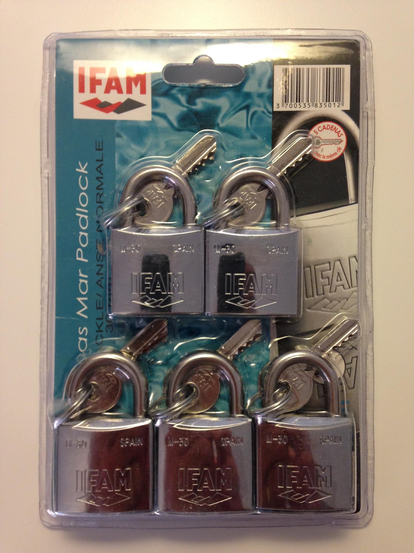 IFAM MARINE M30LS - Cadenas nickelé, anse longue inox, classe marine