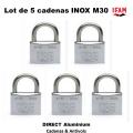 Lot de 5 cadenas inox marine m 30 ifam