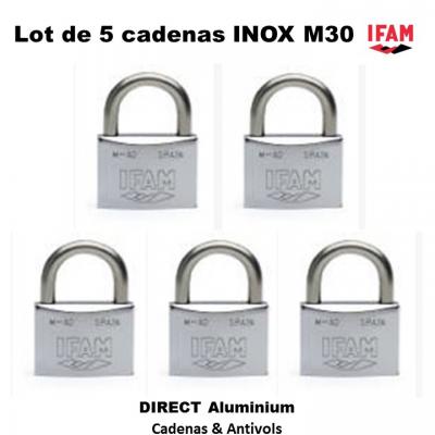 Lot de 5 cadenas inox marine m 30 ifam