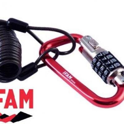 Mousqueton a code avec cable hook ifam pour securiser les valises casque 1