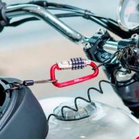 Mousqueton cadenas a code avec cable hook ifam pour securiser les valises casque sac 