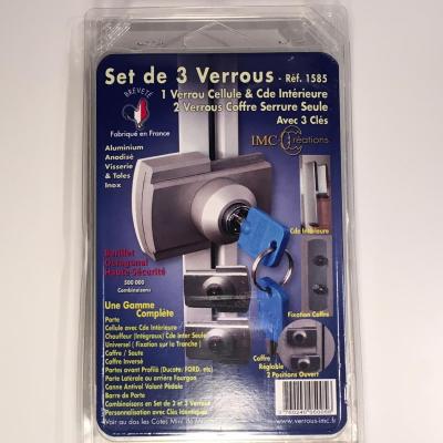 Set de 1 serrure pour cellule et 2 Serrures pour coffres de camping-car, caravane  IMC 1585B NOIR